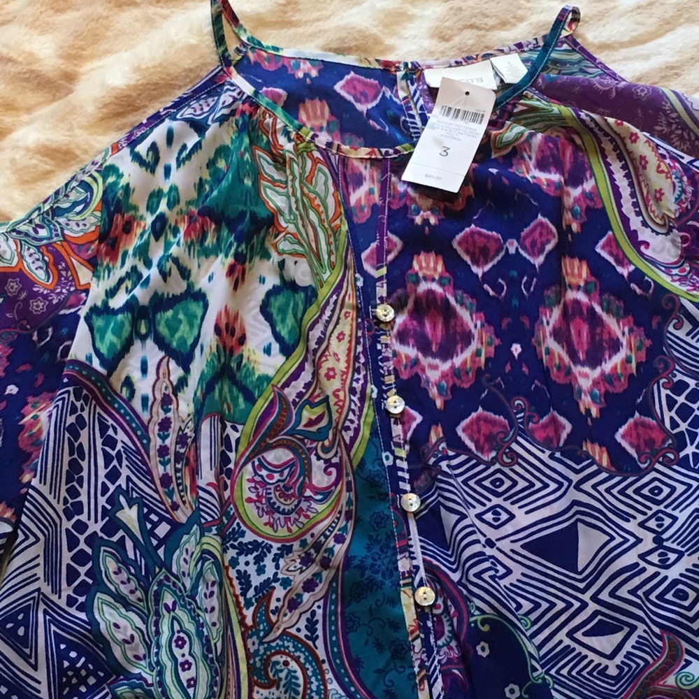 Chicos Cold Shoulder Top New with tag
